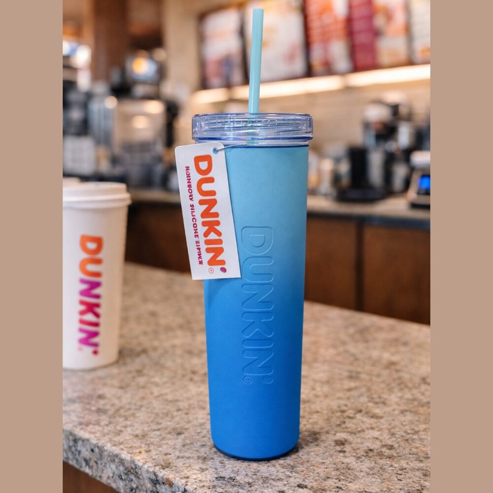 Dunkin' Donuts Blue Ombre Silicone Tumbler with Straw